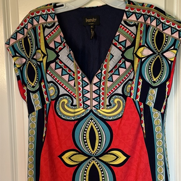 Laundry by Shelli Segal Brightly Colored Tribal Print Shift Dress Size xs - Picture 3 of 9
